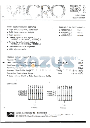 MG136-A datasheet - LED SINGLE DIGIT DISPLAY
