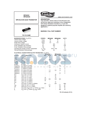 MPQ2222 datasheet - NPN SILICON QUAD TRANSISTOR