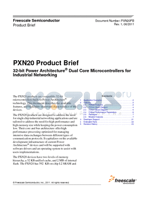 PXN20PB datasheet - 32-bit Power Architecture^ Dual Core Microcontrollers for Industrial Networking