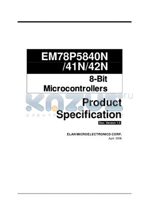 EM78P5841NM datasheet - 8-Bit Microcontrollers