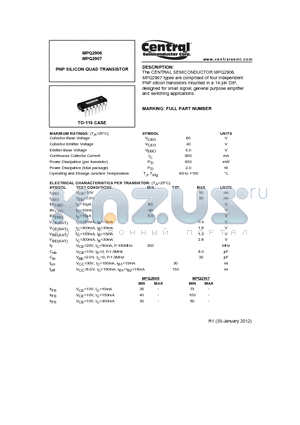 MPQ2907 datasheet - PNP SILICON QUAD TRANSISTOR