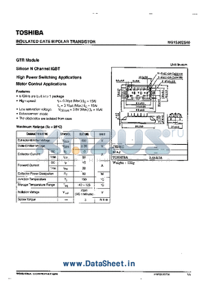 MG15J6ES40 datasheet - INSULATED GATE BIPOLAR TRANSISTOR