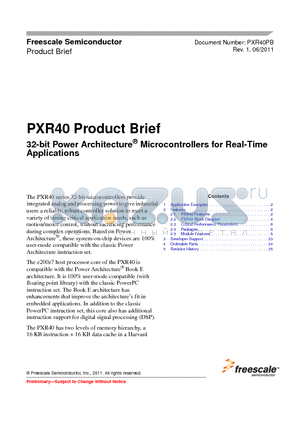 PXR40PB datasheet - 32-bit Power Architecture^ Microcontrollers for Real-Time Applications