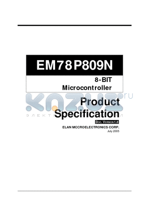 EM78P809NS datasheet - 8-BIT Microcontroller