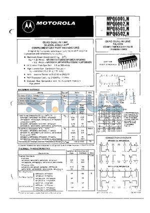 MPQ6002 datasheet - QUAD DUAL IN LINE SILICON COMPLEMENTARY PAIR TRANSISTORS