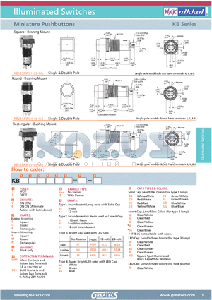 KB15SKW01B-6G-JB datasheet - Miniature Pushbuttons