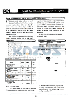 LM358CS datasheet - Dual Differential Input Operational Amplifiers