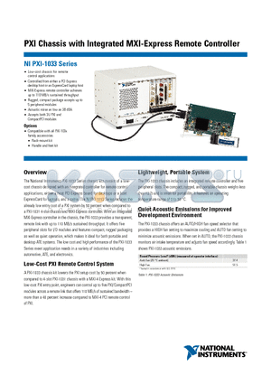 PXI-1033 datasheet - PXI Chassis with Integrated MXI-Express Remote Controller