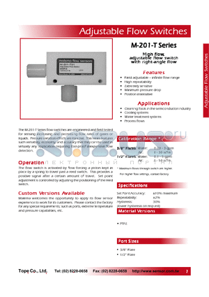 M-201-T33 datasheet - High flow,adjustable flow switch with right-angle flow