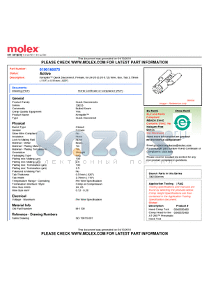 M-1130 datasheet - Krimptite Quick Disconnect, Female, for 24-26 (0.20-0.12) Wire, Box, Tab 2.79mm(.110