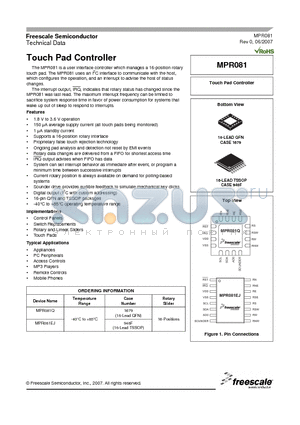 MPR081EJ datasheet - Touch Pad Controller