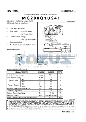 MG200Q1US41 datasheet - N CHANNEL IGBT (HIGH POWER SWITCHING, MOTOR CONTROL APPLICATIONS)