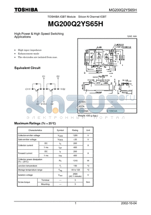 MG200Q2YS65H datasheet - IGBT Module Silicon N Channel IGBT