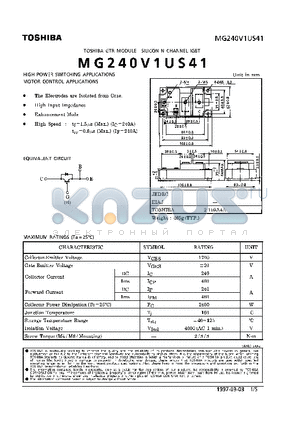 MG240V1US41 datasheet - N CHANNEL IGBT (HIGH POWER SWITCHING, MOTOR CONTROL APPLICATIONS)