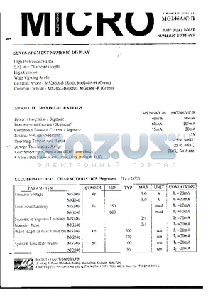 MG246A-B datasheet - 0.43 DUAL DIGIT NUMERIC DISPLAYS