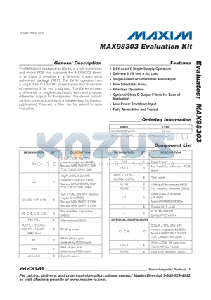 MAX98303EVKIT+ datasheet - Evaluation Kit