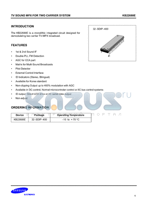 KB22688E datasheet - TV SOUND MPX FOR TWO CARRIER SYSTEM (INTRODUCTION)