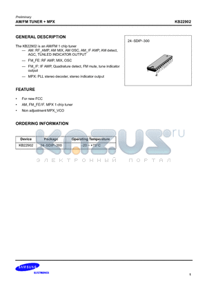 KB22902 datasheet - AM/FM TUNER  MPX