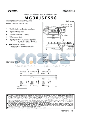 MG30J6ES50 datasheet - N CHANNEL IGBT (HIGH POWER SWITCHING, MOTOR CONTROL APPLICATIONS)