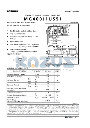 MG400J1US51 datasheet - N CHANNEL IGBT (HIGH POWER SWITCHING, MOTOR CONTROL APPLICATIONS)
