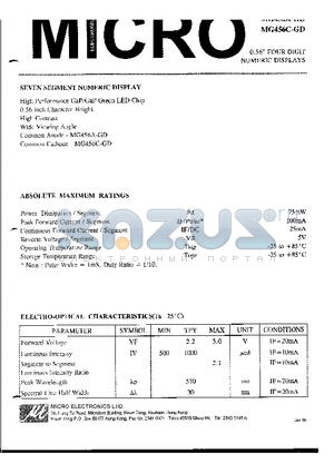 MG456A datasheet - 0.56 FOUR DIGIT NUMERIC DISPLAYS