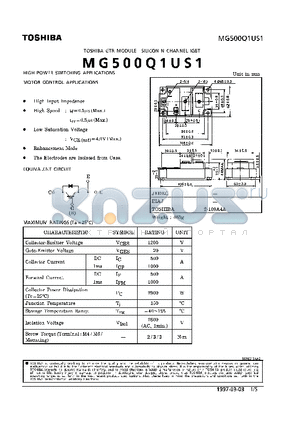 MG500Q1US1 datasheet - N CHANNEL IGBT (HIGH POWER SWITCHING, MOTOR CONTROL APPLICATIONS)
