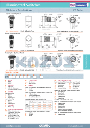 KB25CKW01-05-GG datasheet - Miniature Pushbuttons