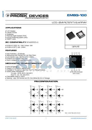 EM8Q-100 datasheet - LCD - EMI FILTER/TVS ARRAY