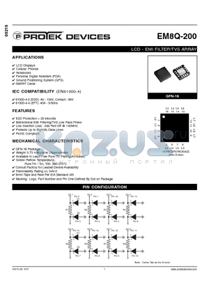 EM8Q-200 datasheet - LCD - EMI FILTER/TVS ARRAY