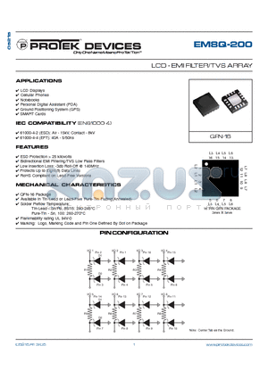 EM8Q200 datasheet - LCD - EMI FILTER/TVS ARRAY