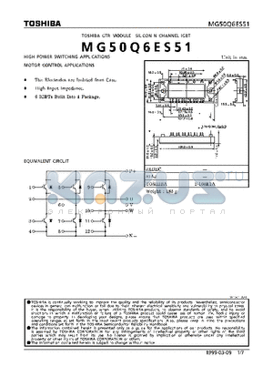 MG50Q6ES51 datasheet - N CHANNEL IGBT (HIGH POWER SWITCHING, MOTOR CONTROL APPLICATIONS)