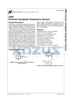 LM35C datasheet - Precision Centigrade Temperature Sensors