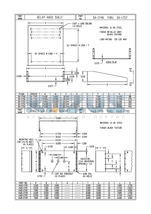 HWB-2791 datasheet - RELAY RACK SHELF, HINGED WALL MOUNT BRACKET