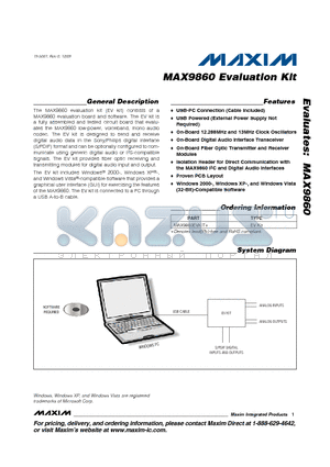 MAX9860_0912 datasheet - Evaluation Kit