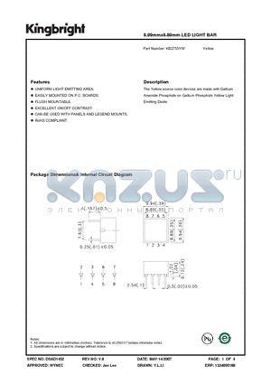 KB2755YW datasheet - 8.89mmx8.89mm LED LIGHT BAR