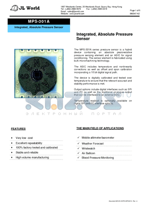 MPS-301A datasheet - Integrated, Absolute Pressure Sensor