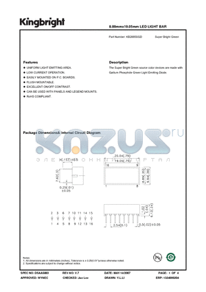 KB2885SGD datasheet - 8.89mmx19.05mm LED LIGHT BAR