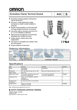 PYCM-08S datasheet - Screwless Clamp Terminal Socket