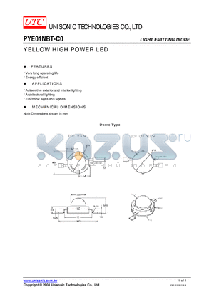 PYE01NBT-C0 datasheet - YELLOW HIGH POWER LED