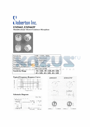 EM9465 datasheet - Omnidirectional Electret Condenser Microphone