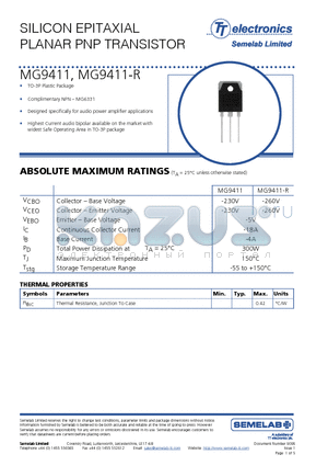 MG9411 datasheet - SILICON EPITAXIAL PNP TRANSISTOR