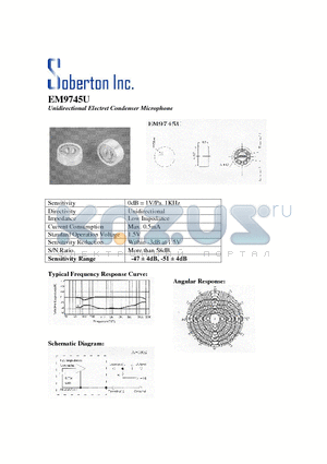 EM9745U datasheet - Unidirectional Electret Condenser Microphone