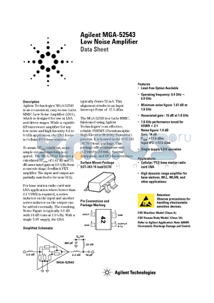 MGA-52543-BLK datasheet - Low Noise Amplifier