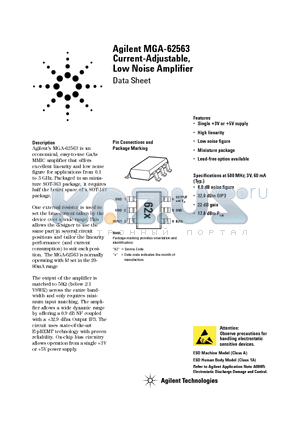 MGA-62563-TR1 datasheet - Current-Adjustable, Low Noise Amplifier