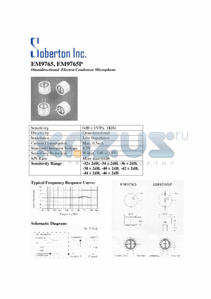 EM9765P datasheet - Omnidirectional Electret Condenser Microphone