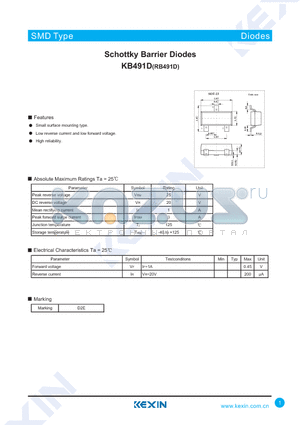 KB491D datasheet - Schottky Barrier Diodes