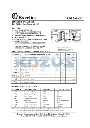 EMA406C datasheet - 26 - 32 GHz Low Noise MMIC