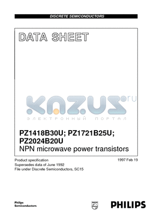 PZ1418B30U datasheet - NPN microwave power transistors