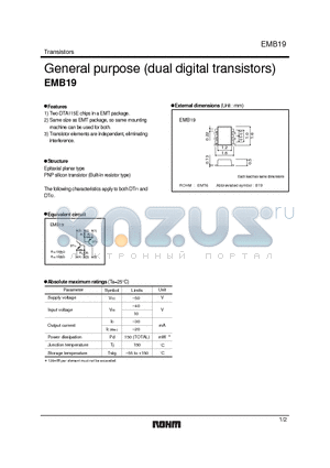 EMB19 datasheet - General purpose (dual digital transistors)