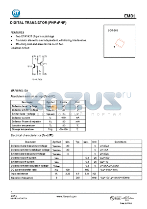 EMB3 datasheet - DIGITAL TRANSISTOR (PNP PNP)